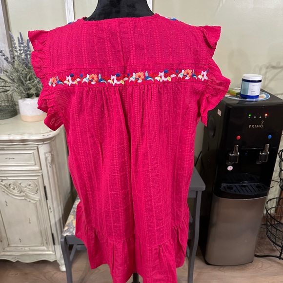 Colorful Embroidered Ruffle Blouse - Picture 2 of 2